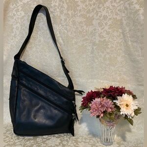 Sleek Black Soft Leather Shoulder Bag